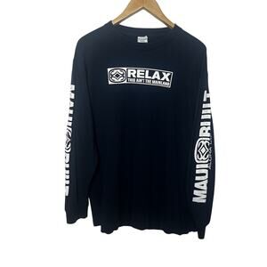 Vintage Maui Built Long Sleeve T Shirt Men’s Large Black Y2K Surf Skate Tribal